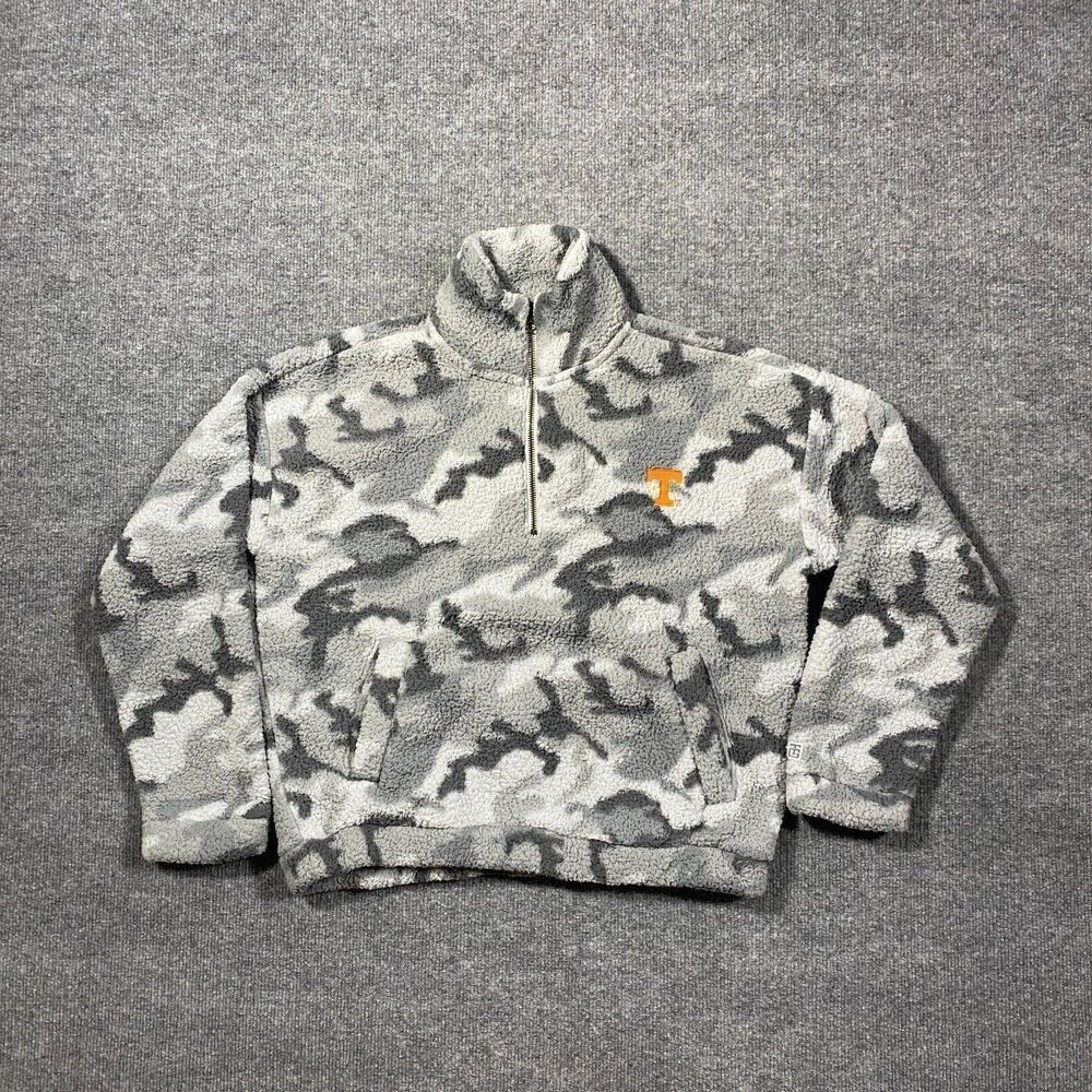 Tailgate Tennessee Volunteers Sweater Women Small Gray Camo Sherpa Fleece 1/2